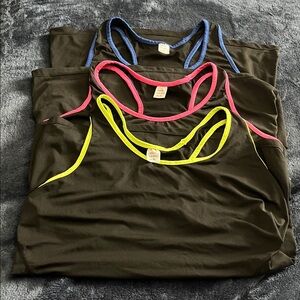 Set of 3 Women's Racerback Tank Top - Neon Trim